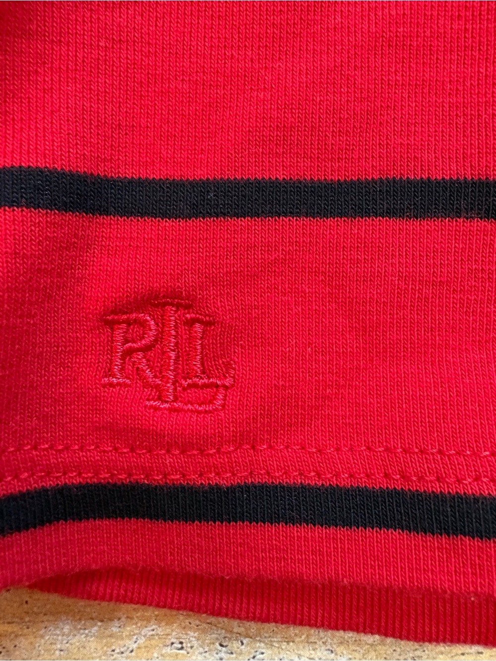 Lauren Ralph Lauren Striped Long Sleeve Top Red Black L Slim Fit - Picture 5 of 8
